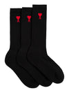 Men's Mini Heart Socks Black - AMI - BALAAN.