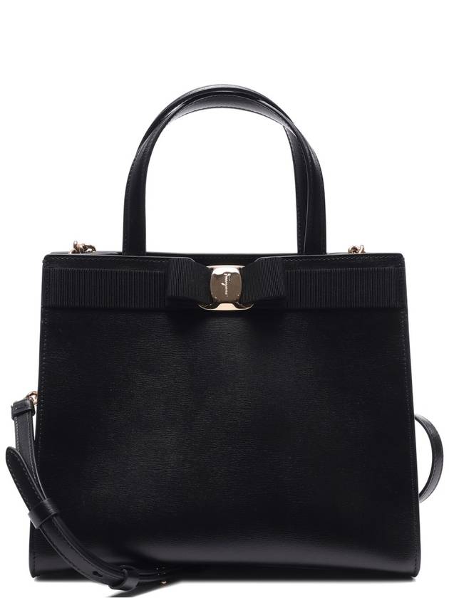 Vara Bow Top Handle Tote Bag Black - SALVATORE FERRAGAMO - BALAAN 2