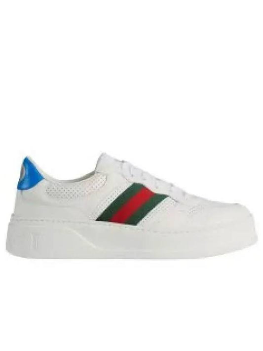 web detail blue tab low top sneakers white - GUCCI - BALAAN.