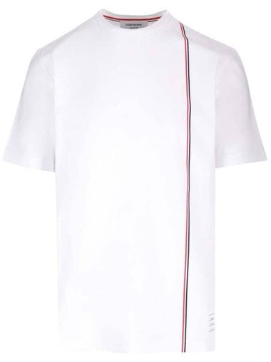 RWB Stripe Cotton Short Sleeve T-shirt White - THOM BROWNE - BALAAN 1