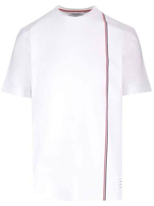 RWB Stripe Cotton Short Sleeve T-shirt White - THOM BROWNE - BALAAN 1