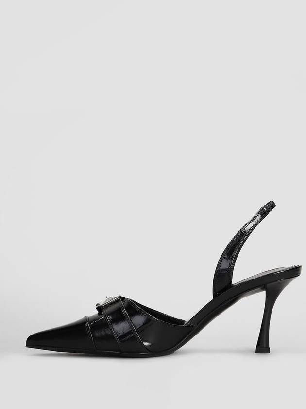 Pooh Crocodile Effect Leather Metal Buckle Strap Slingback Heel Black - GIVENCHY - BALAAN 4