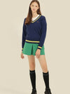 V Knit V-neck knit Navy - LALA SMILE - BALAAN 3