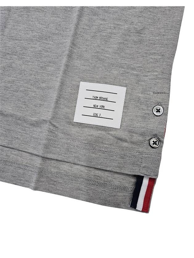 Men's Three Stripes Pocket Mercerized Short Sleeve Polo Shirt Light Grey - THOM BROWNE - BALAAN 6