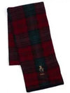 Polo Bear Tartan Wool Blend Scarf Red - POLO RALPH LAUREN - BALAAN 2