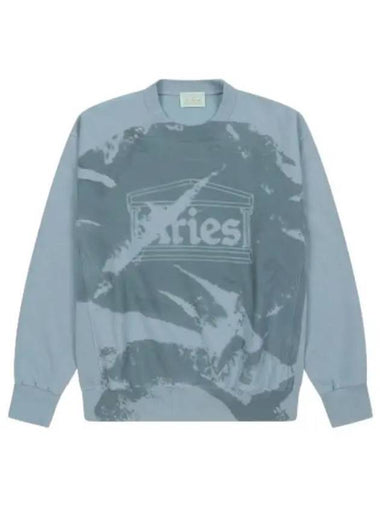 Aries Sunbleached Cross Grain Temple Sweatshirt Gray Blue T Shirt - ARIES - BALAAN 1