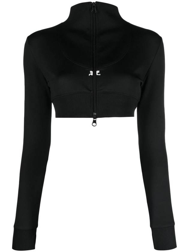 Crop Maxi Rib Track Jacket Black - COURREGES - BALAAN 2