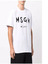 Brushed Logo Short Sleeve T-Shirt White - MSGM - BALAAN 4