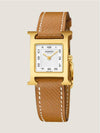 Heure H Watch Small Gold Epsom Strap & Yellow Gold Steel - HERMES - BALAAN 4