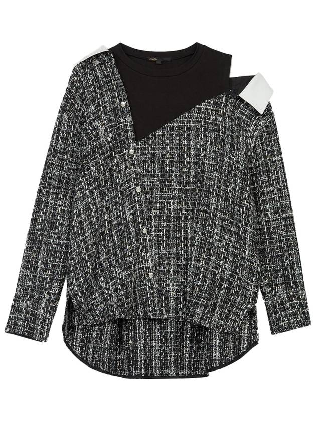 Women's Tweed Blouse Black - MAJE - BALAAN.