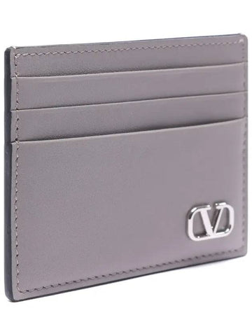 V Logo Signature Card Wallet Grey - VALENTINO - BALAAN 1