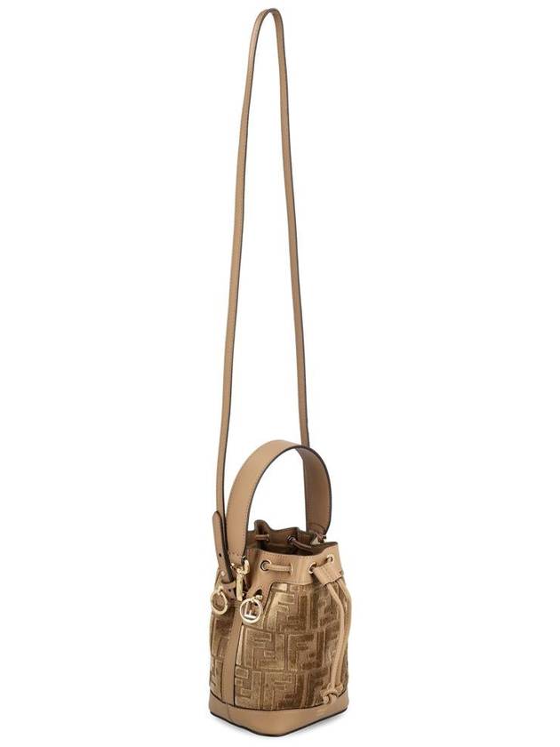 Mon Tresor FF Jacquard Velvet Mini Bucket Bag Brown - FENDI - BALAAN 4