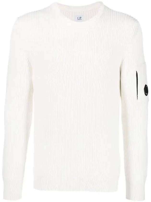 Men's Lens Detail Crew Neck Knit Top White - CP COMPANY - BALAAN 2