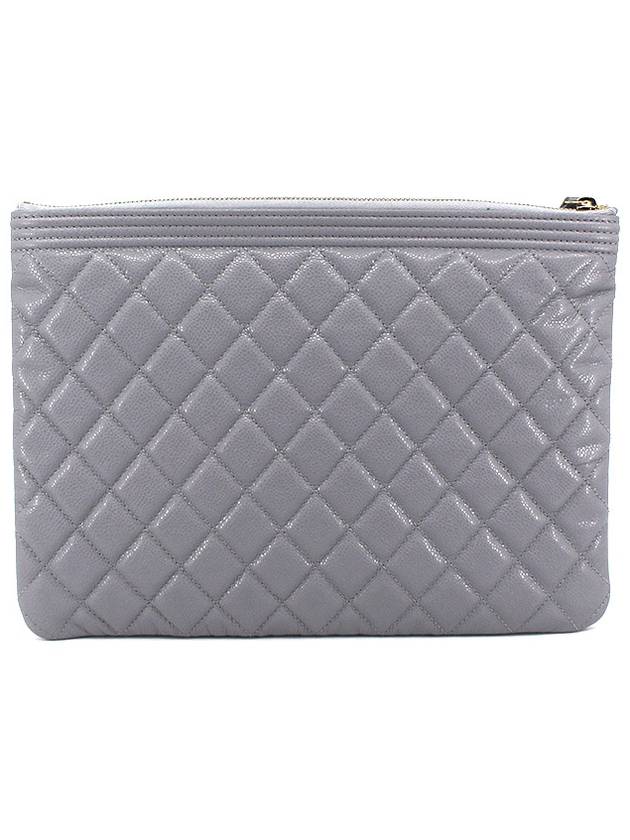 CH Caviar Boy Clutch Gray Medium Gold A84406 CH32CL007GR - CHANEL - BALAAN 3