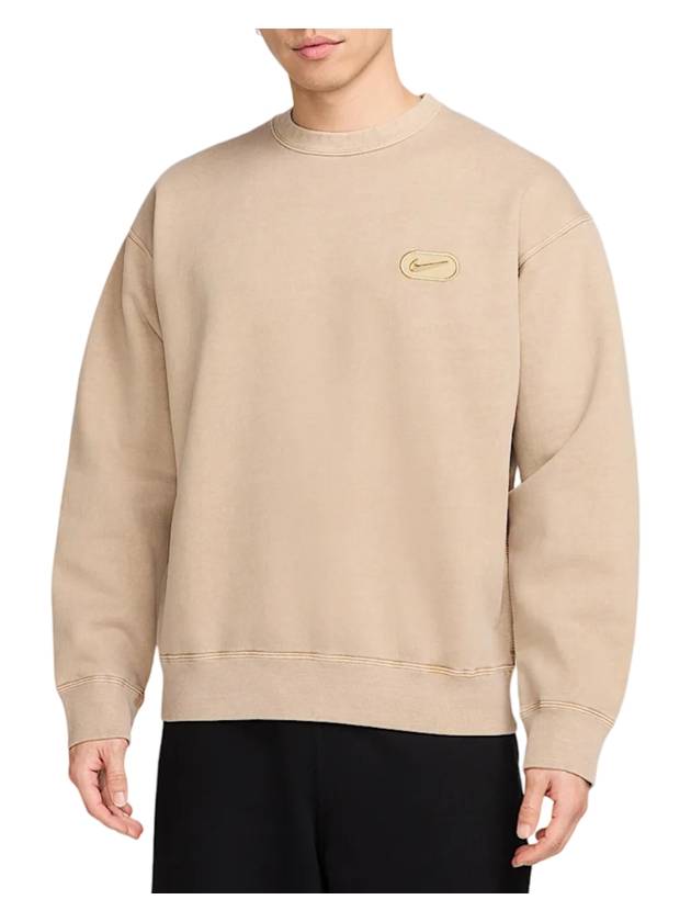 Solo Swoosh Fleece Crew Sweatshirt Parachute Beige - NIKE - BALAAN 1