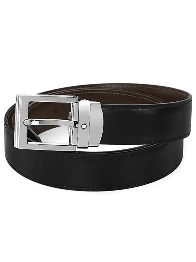 Classic Reversible Leather Belt Black Brown - MONTBLANC - BALAAN 1