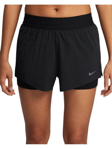 Women's Swift Dri-Fit Mid-Rise 2-In-1 Running Shorts Black - NIKE - BALAAN 1