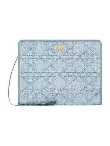 30 Montaigne Dea Raffia Pouch Blue - DIOR - BALAAN 1