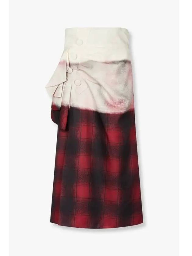 Women s Half Check Wrap Midi Skirt Red - MAISON MARGIELA - BALAAN 1