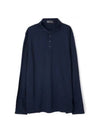 Men's Lightweight Fine Wool Polo Long Sleeve T-Shirt Navy - G/FORE - BALAAN 1