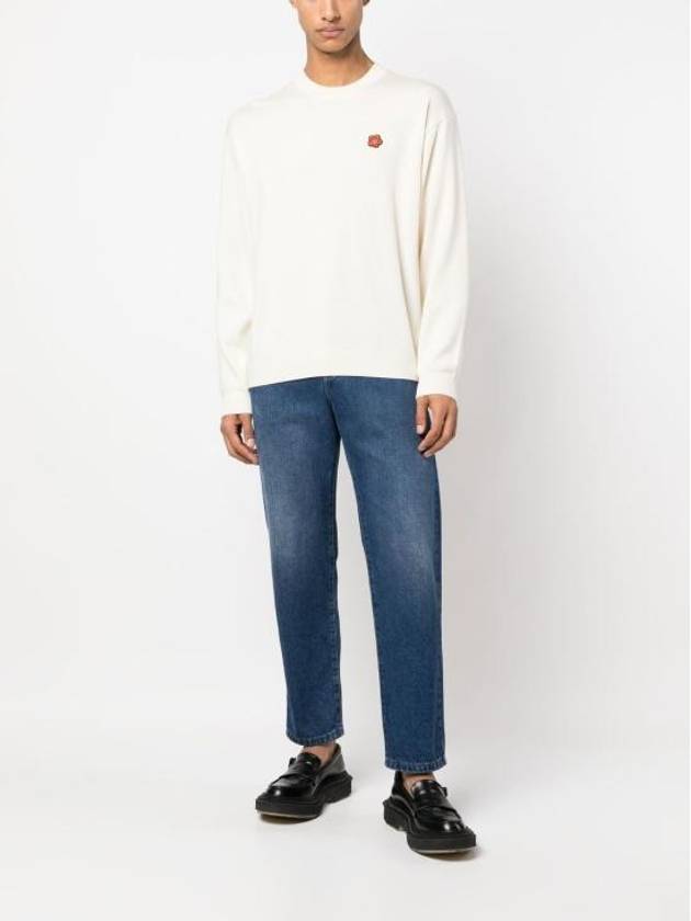 Boke Flower Wool Crew Neck Knit Top White - KENZO - BALAAN 6