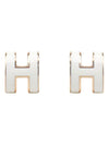 Pop-Ache H Rose Gold Earrings Blanc - HERMES - BALAAN.