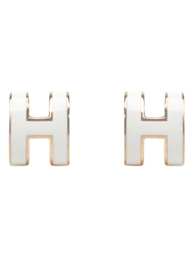 Pop-Ache H Rose Gold Earrings Blanc - HERMES - BALAAN.