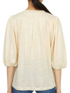 Women's Puff Sleeve Linen Blouse Beige - VANESSA BRUNO - BALAAN 5