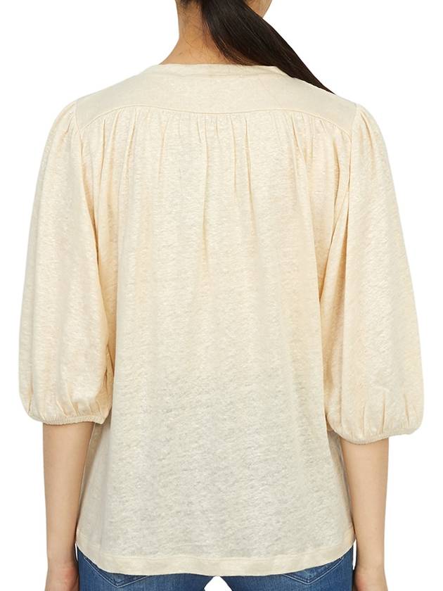 Women's Puff Sleeve Linen Blouse Beige - VANESSA BRUNO - BALAAN 5