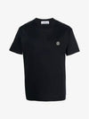 Logo Patch Cotton Short Sleeve T-Shirt Black - STONE ISLAND - BALAAN 2