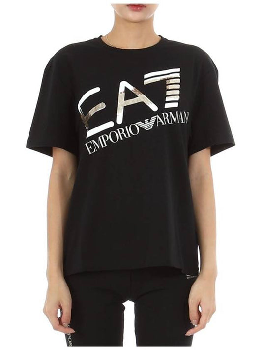 Armani EA7 sequin big logo overfit short sleeve t shirt 6LTT35 1200 - EMPORIO ARMANI - BALAAN 1