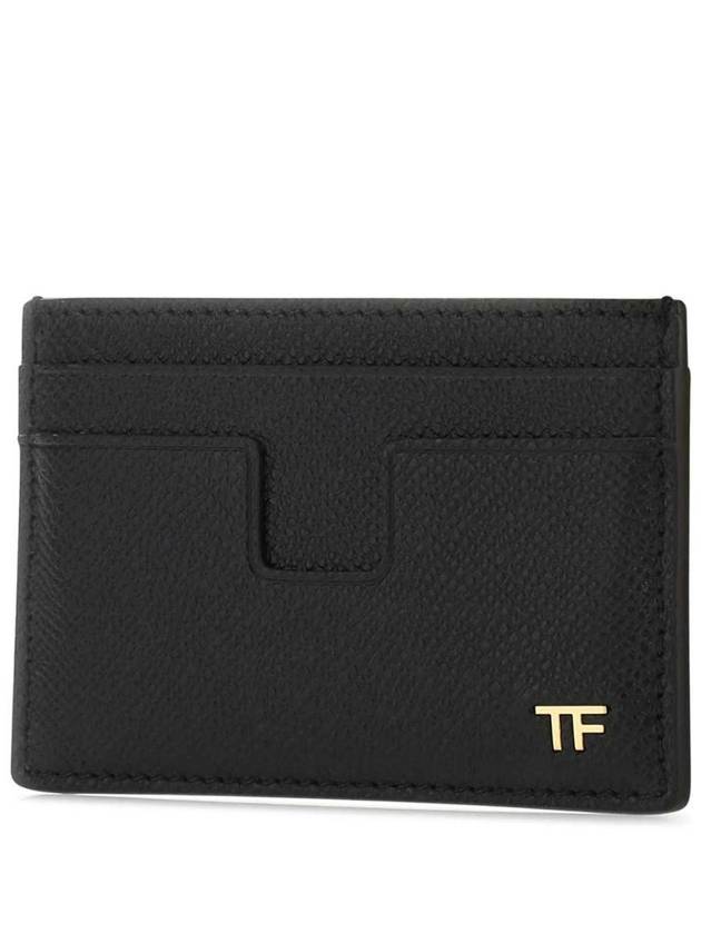 TF Logo Leather Card Wallet Black - TOM FORD - BALAAN 3