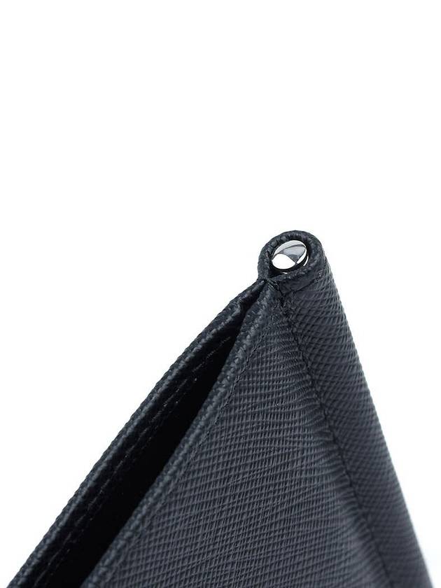 Saffiano Leather Triangle Logo Half Wallet Black - PRADA - BALAAN 8