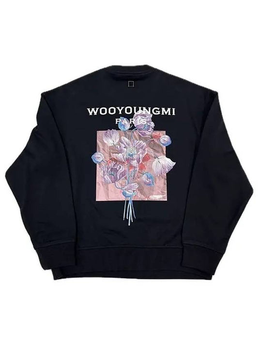 Navy 3D Flower Back Logo Sweatshirt W243TS25722N - WOOYOUNGMI - BALAAN 1