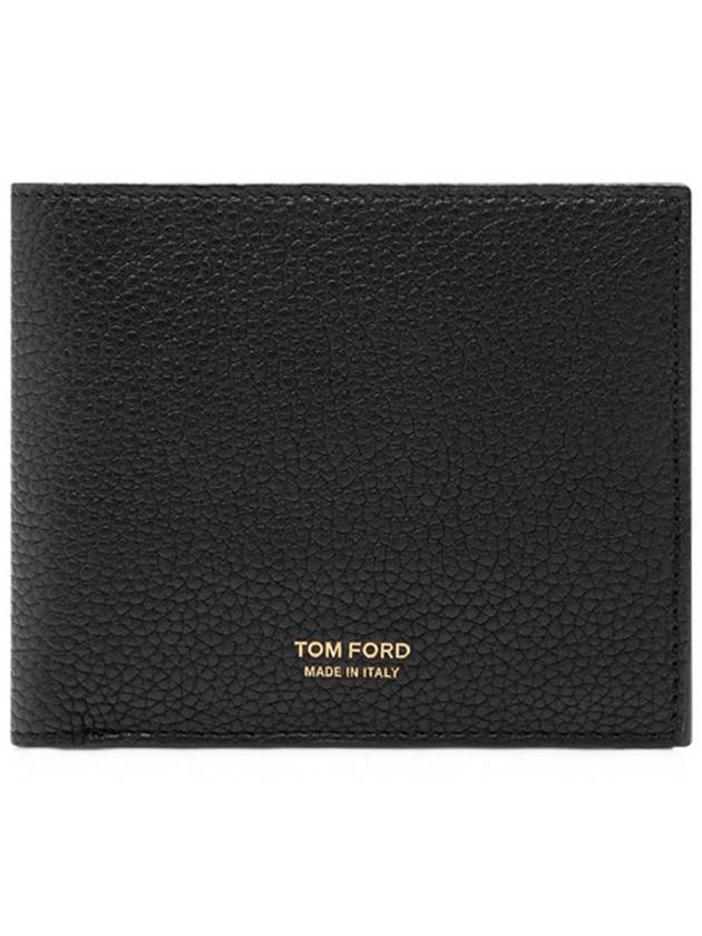 Men's T-Line Small Grain Leather Half Wallet Black - TOM FORD - BALAAN 2