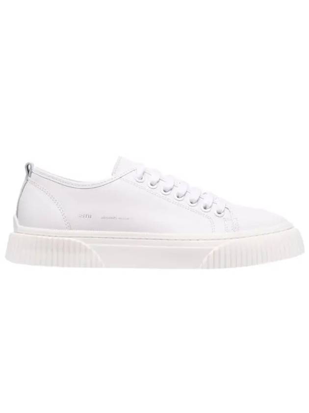 Logo Sole Leather Low Top Sneakers White - AMI - BALAAN.