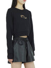 F Slimmy Cutout Logo Crop Sweatshirt Black - DIESEL - BALAAN 4