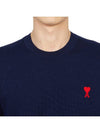 Men's Mini Heart Logo Merino Wool Knit Top Dark Navy - AMI - BALAAN 7