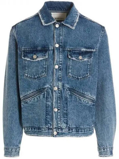 Jango Embroidered Logo Denim Jacket Blue - ISABEL MARANT - BALAAN 2