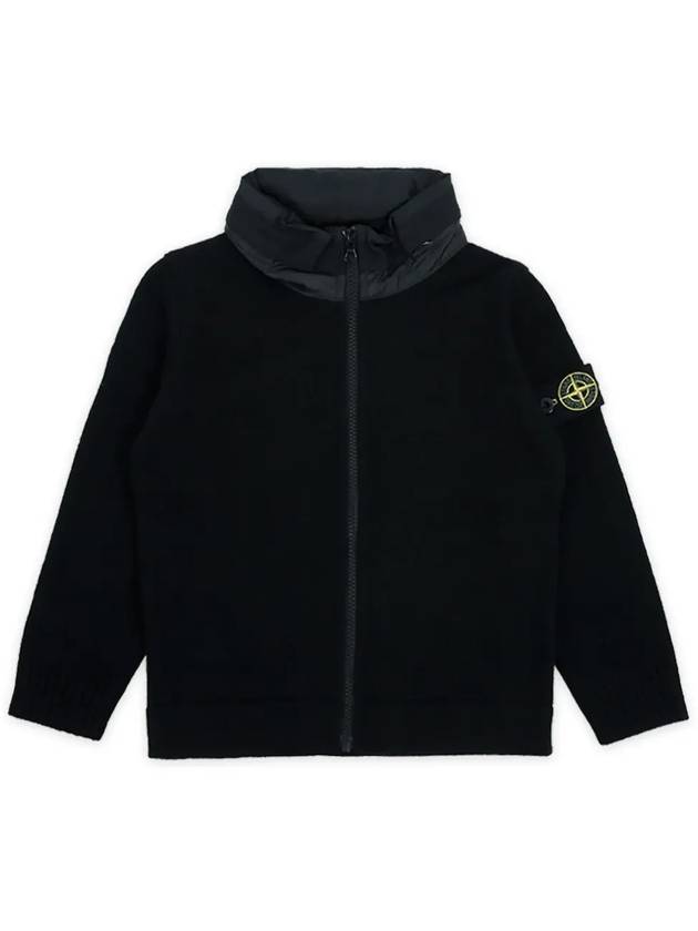 Kids Wappen Patch High Neck Cardigan Black - STONE ISLAND - BALAAN 4