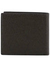 Pebble Grain Leather Half Wallet Dark Brown - THOM BROWNE - BALAAN 3