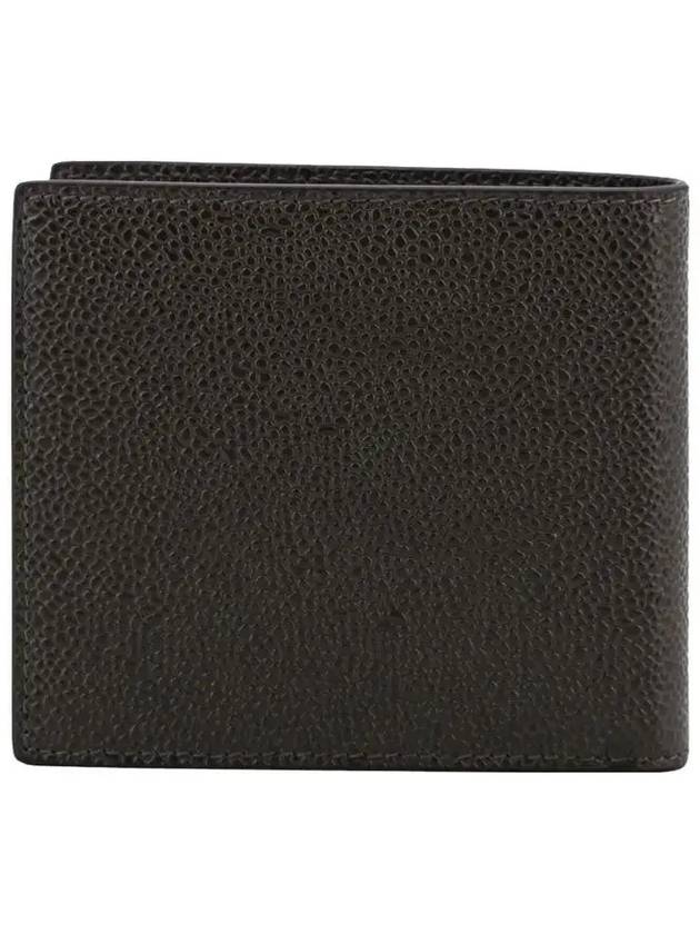 Pebble Grain Leather Half Wallet Dark Brown - THOM BROWNE - BALAAN 3