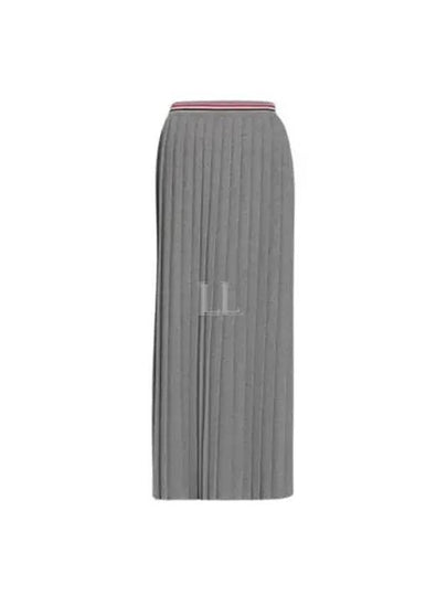 Cotton Stripe Pleated Skirt Grey - THOM BROWNE - BALAAN 2