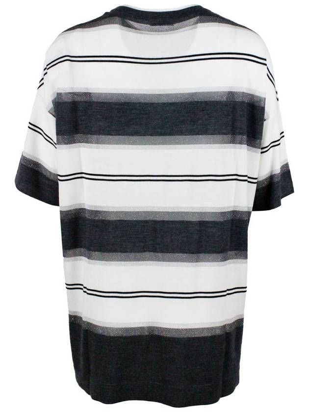 Women's Striped Knit Top White Black - BRUNELLO CUCINELLI - BALAAN 3