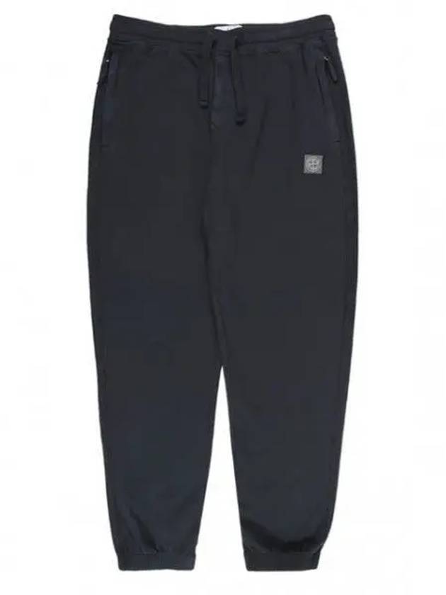 Stretch Cotton Fleece Jogging Track Pants Navy - STONE ISLAND - BALAAN 1