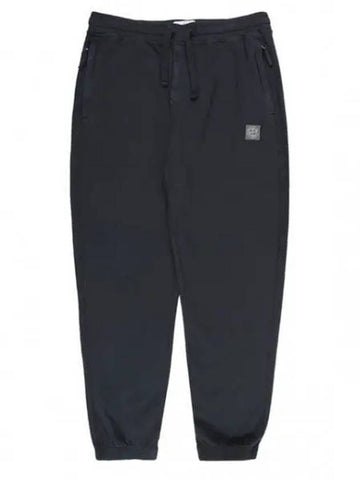 Stretch Cotton Fleece Jogging Track Pants Navy - STONE ISLAND - BALAAN 1