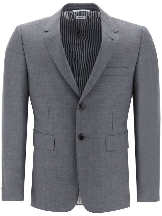 Super 120S Wool Twill Single Breasted Classic Jacket Grey - THOM BROWNE - BALAAN 2