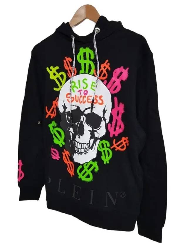 Skull Dollar Print Cotton Hoodie Black - PHILIPP PLEIN - BALAAN 3