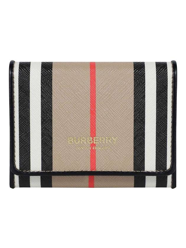 Icon Stripe E Canvas Card Wallet Beige - BURBERRY - BALAAN.