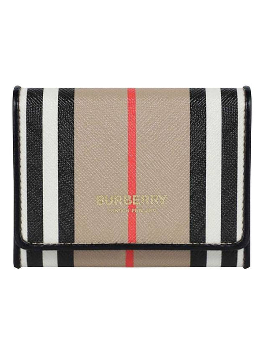 Icon Stripe E Canvas Card Wallet Beige - BURBERRY - BALAAN 1